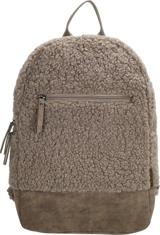 Teddy tas - taupe - leren rand