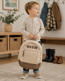 Teddy tas - crème - leren rand - met of zonder naam