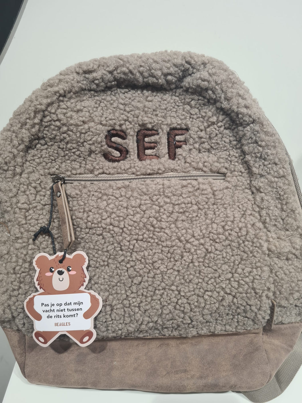 Teddy tas - taupe - leren rand Mijn winkel