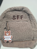 Teddy tas - taupe - leren rand