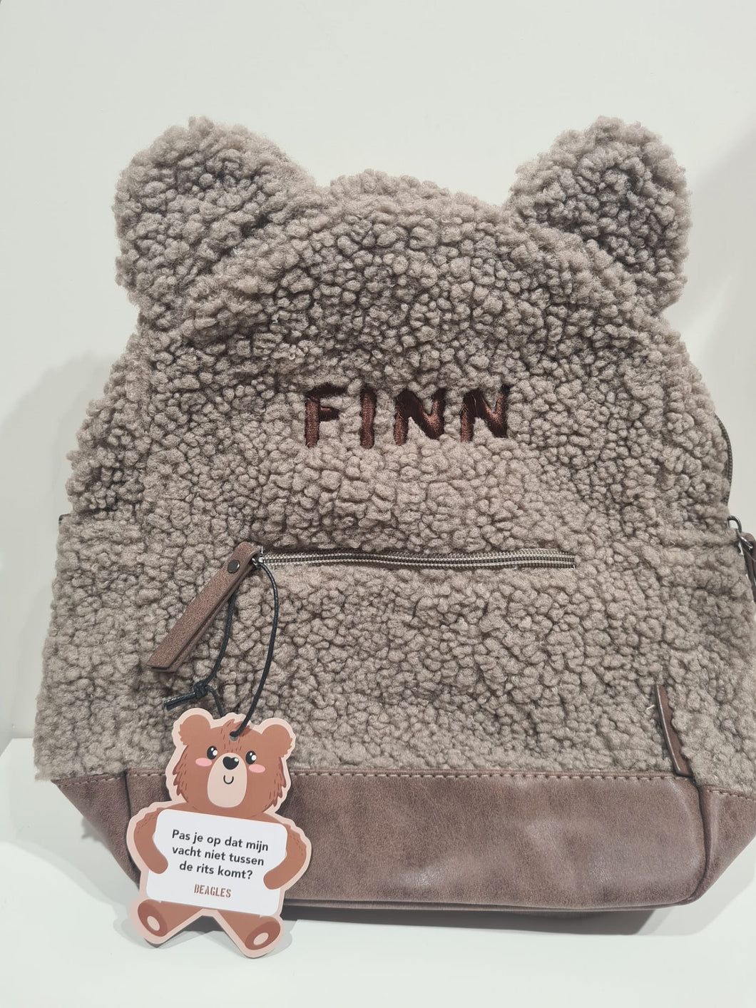 Teddy rugzak met oren taupe Mijn winkel