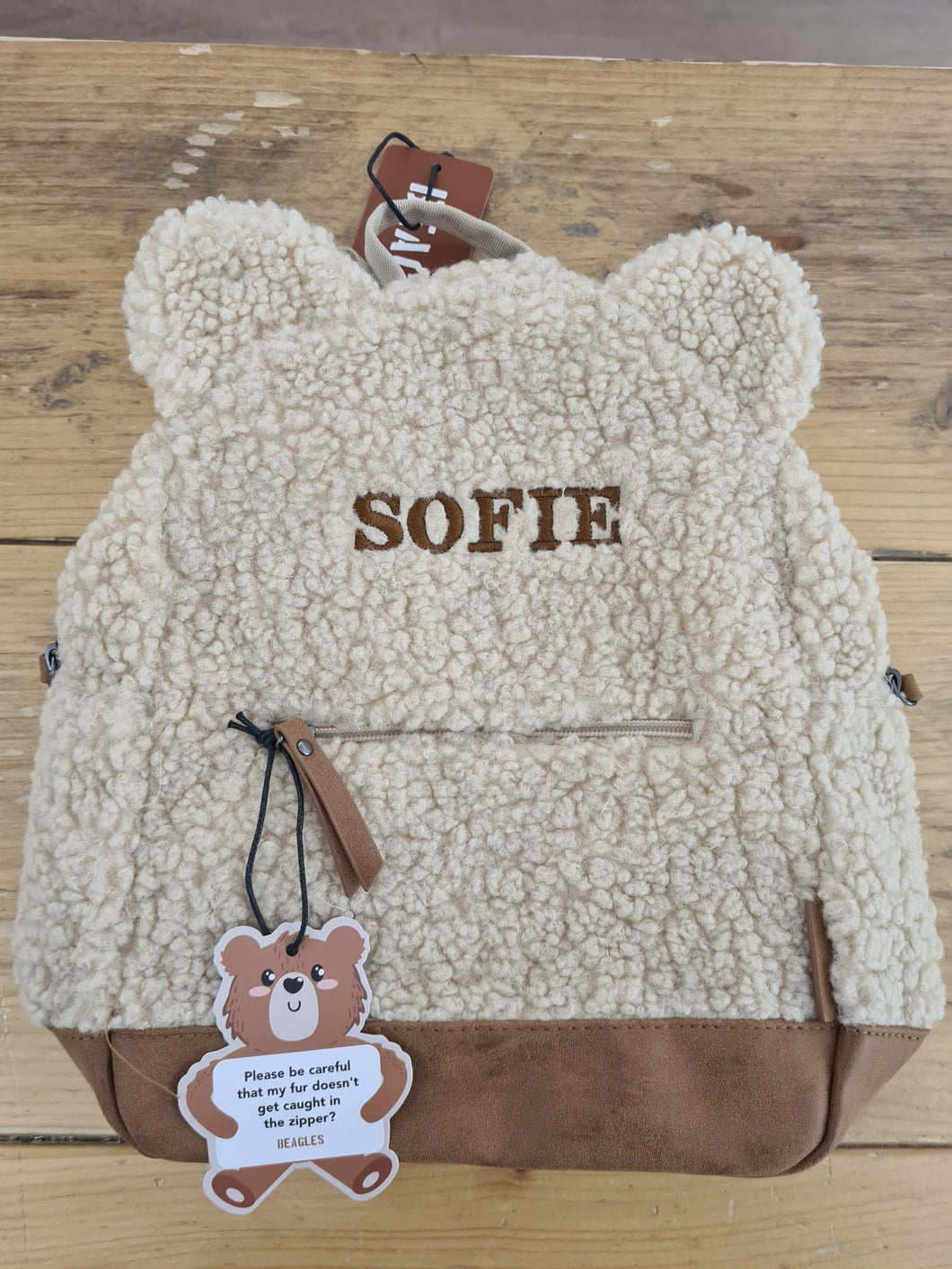 Teddy rugzak met oren crème Mijn winkel