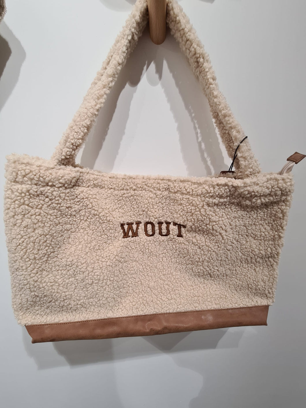 Teddy luiertas - crème - leren rand Mijn winkel