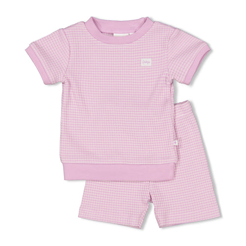 Feetje wafelpyjama lila shortama wafel